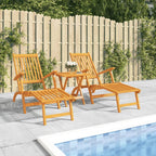 vidaXL 2X Solid Wood Acacia Patio Deck Chairs with Footrests Garden Outdoor Terrace Balcony Wooden Folding Chaise Lounge Sun Lounger Furniture