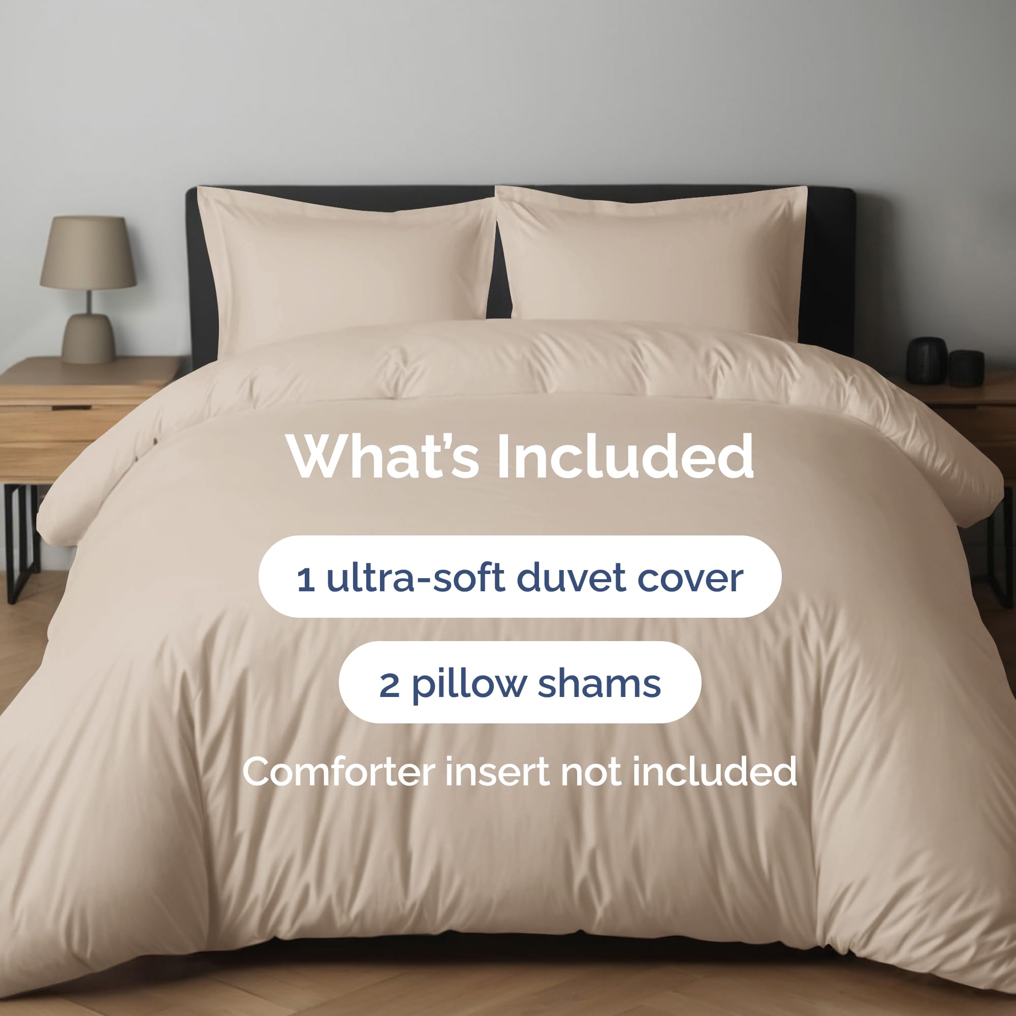 Duvet Cover Queen Size Set - Extra Soft Queen Size Duvet Cover - 90' X 90' Queen Duvet Cover W/ 2 Pillow Shams - Hotel Luxury, Easy Care & Fade Free - Comforter Cover W/ Zipper Closures & Ties (Cream)