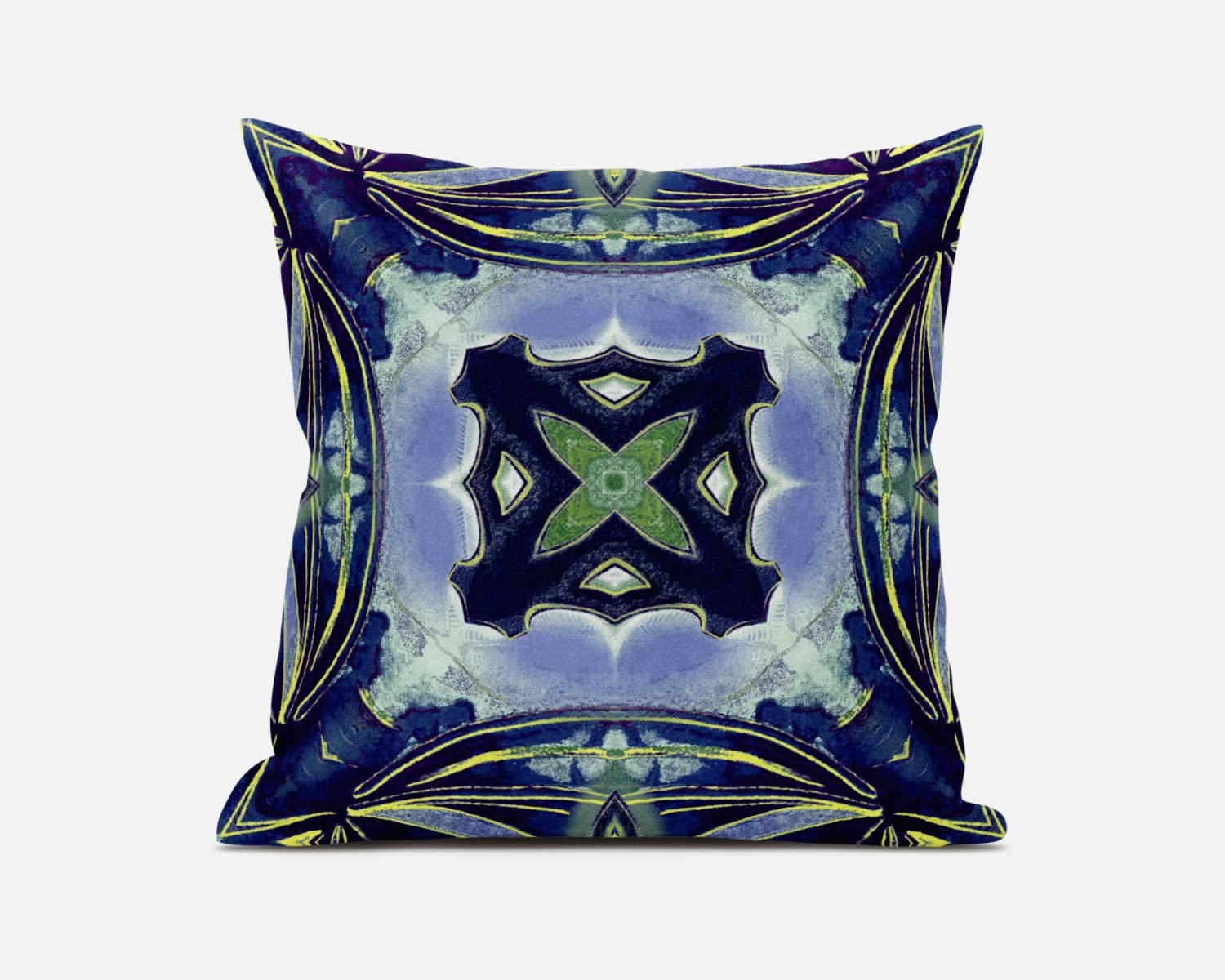 HomeRoots Peacock Blue Light Blue 16â€ Blue Green Geo Tribal Suede Throw Pillow