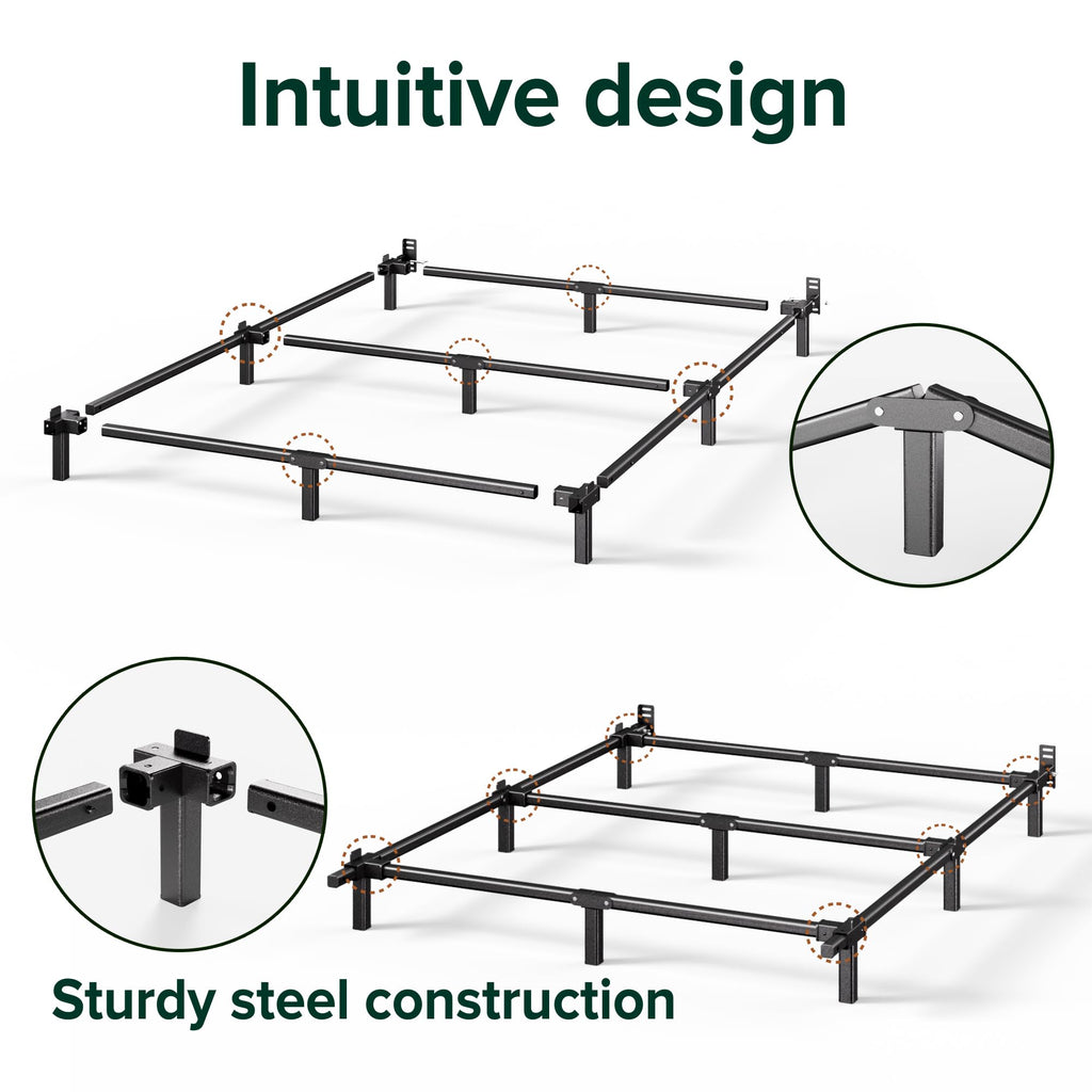 Zinus 7 Inch Compack® Metal Bed Frame, Support Bed Frame For Box Spring And Mattress Set, Black, King