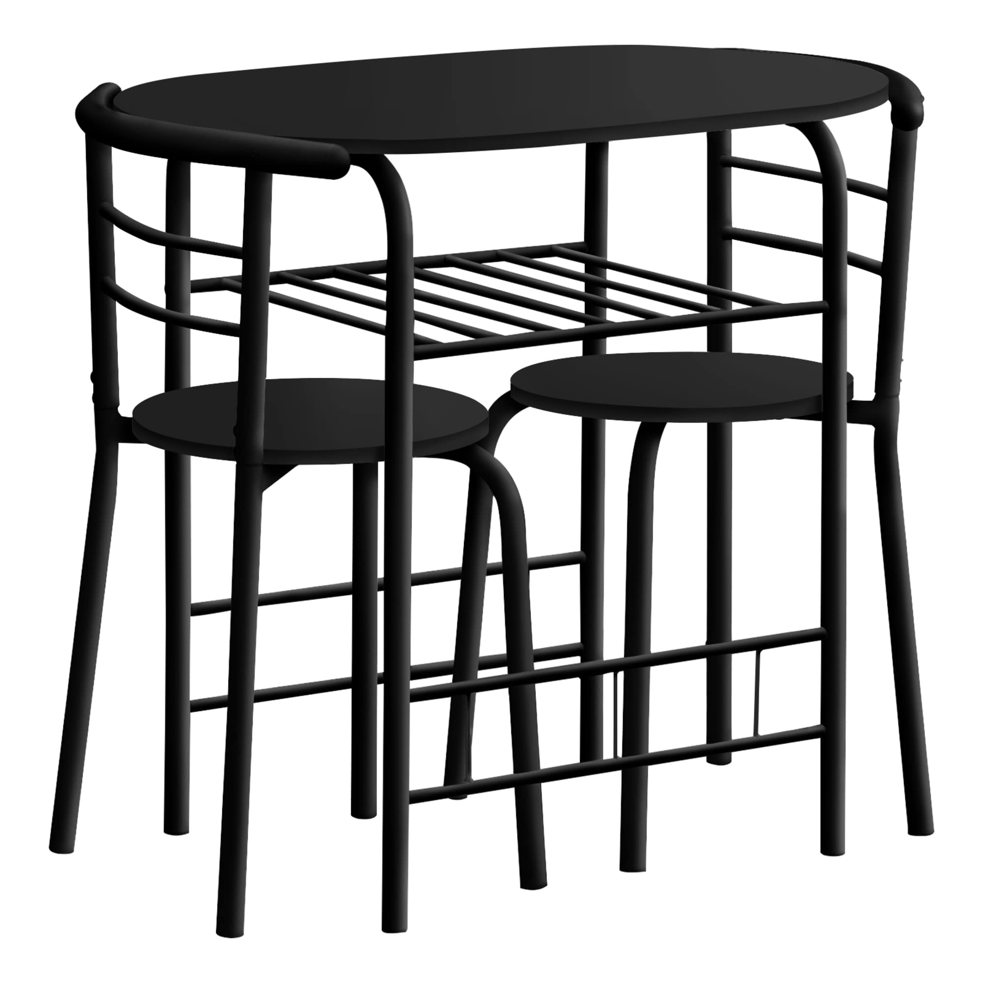 Monarch Specialties 1208 Dining Table, 3pcs Set, Small, 32&quot; L, Kitchen, Metal, Laminate, Black, Contemporary, Modern Set-3Pcs Top, 31.5&quot; L x 20.75&quot; W x 29.25&quot; H