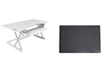 Rocelco 46" Large Height Adjustable Standing Desk Converter with Anti Fatigue Mat BUNDLE - Quick Sit Stand Up Triple Monitor Riser - Retractable Keyboard Tray - White (R DADRW-46-MAFM)