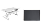 Rocelco 46" Large Height Adjustable Standing Desk Converter with Anti Fatigue Mat BUNDLE - Quick Sit Stand Up Triple Monitor Riser - Retractable Keyboard Tray - White (R DADRW-46-MAFM)