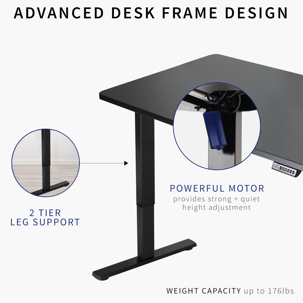 Vivo Electric 48 X 30 Inch Standing Desk Workstation, Memory Controller Height Adjustment, 1B Series, One-Piece Light Wood Top, Black Frame, Desk-Kit-1B5C