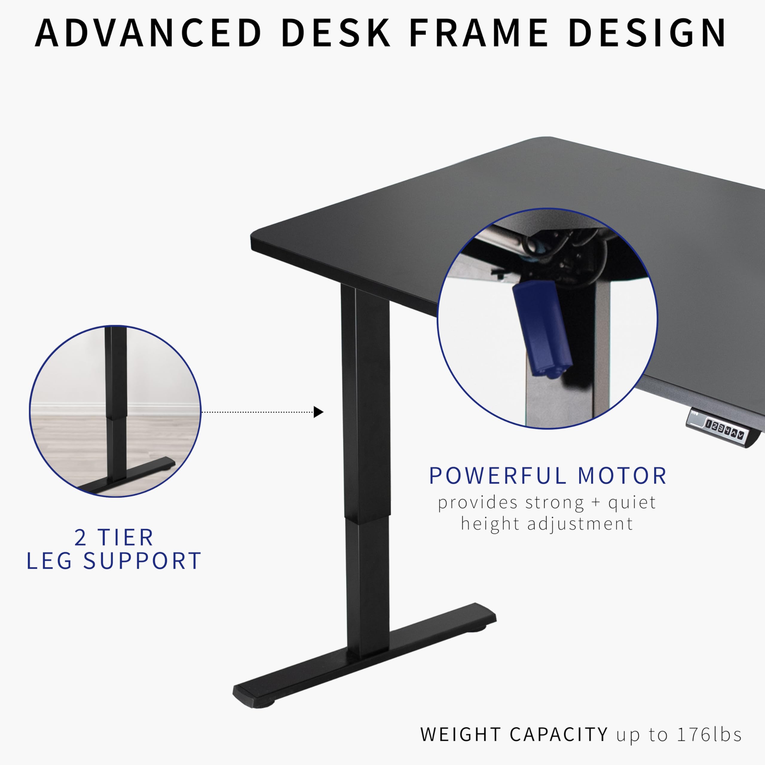 Vivo Electric 48 X 30 Inch Standing Desk Workstation, Memory Controller Height Adjustment, 1B Series, One-Piece Light Wood Top, White Frame, Desk-Kit-1W5C