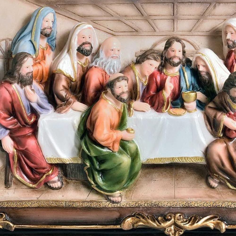 HomeRoots 10' Brown and Gold Polyresin Last Supper Decorative Plaque Sculpture