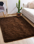 Macgace Fluffy Area Rugs for Bedroom Decor Aesthetic, 3x5 Brown Shag Rug with Non-Slip Dots for Living Room, Furry Plush Mat Was