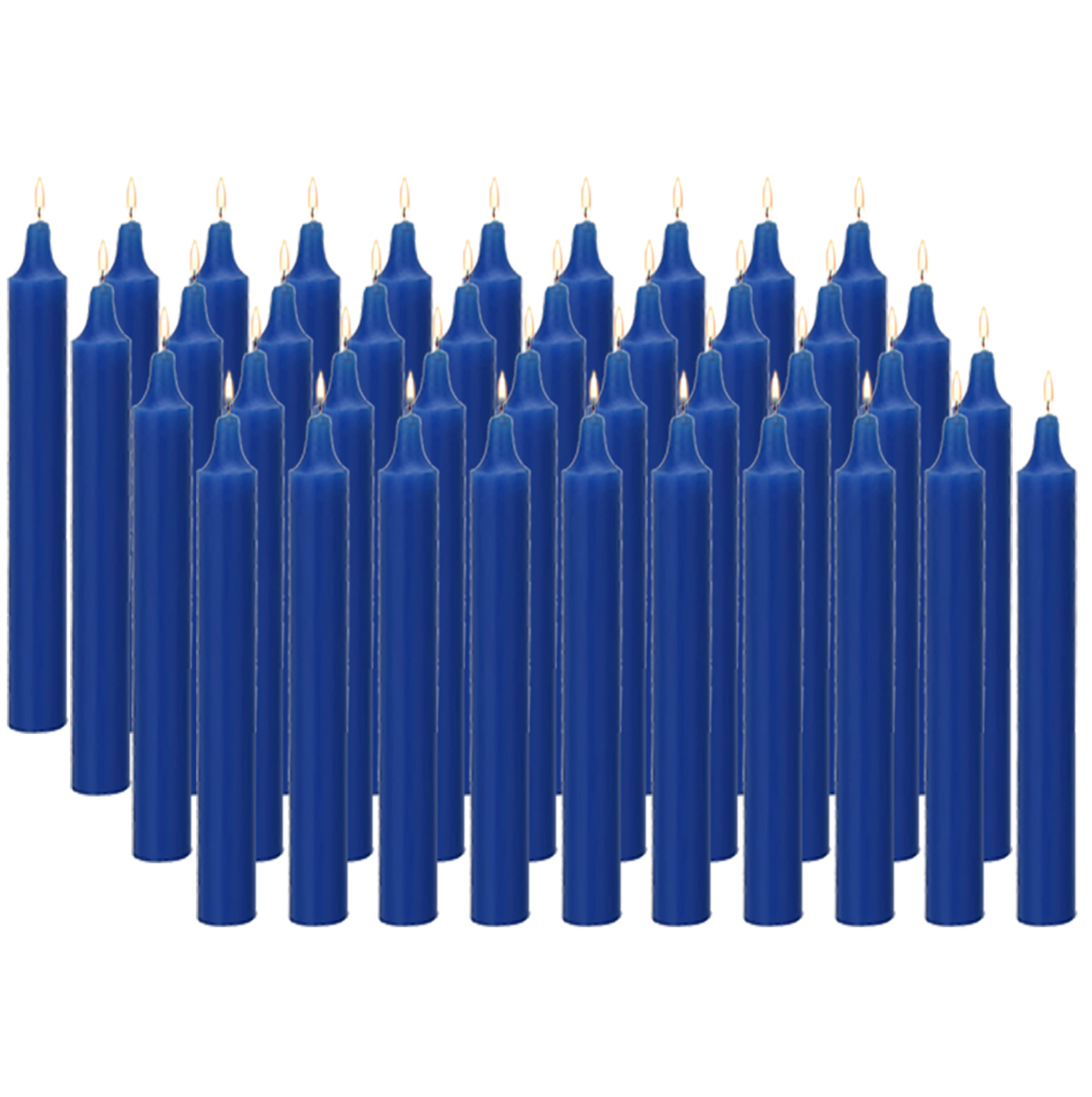 Raajsee Pack of 40 Royal Blue Candles | 4'' Tall Unscented Mini Taper Candles - Perfect for Witchcraft, Rituals, Spells, Prayer,