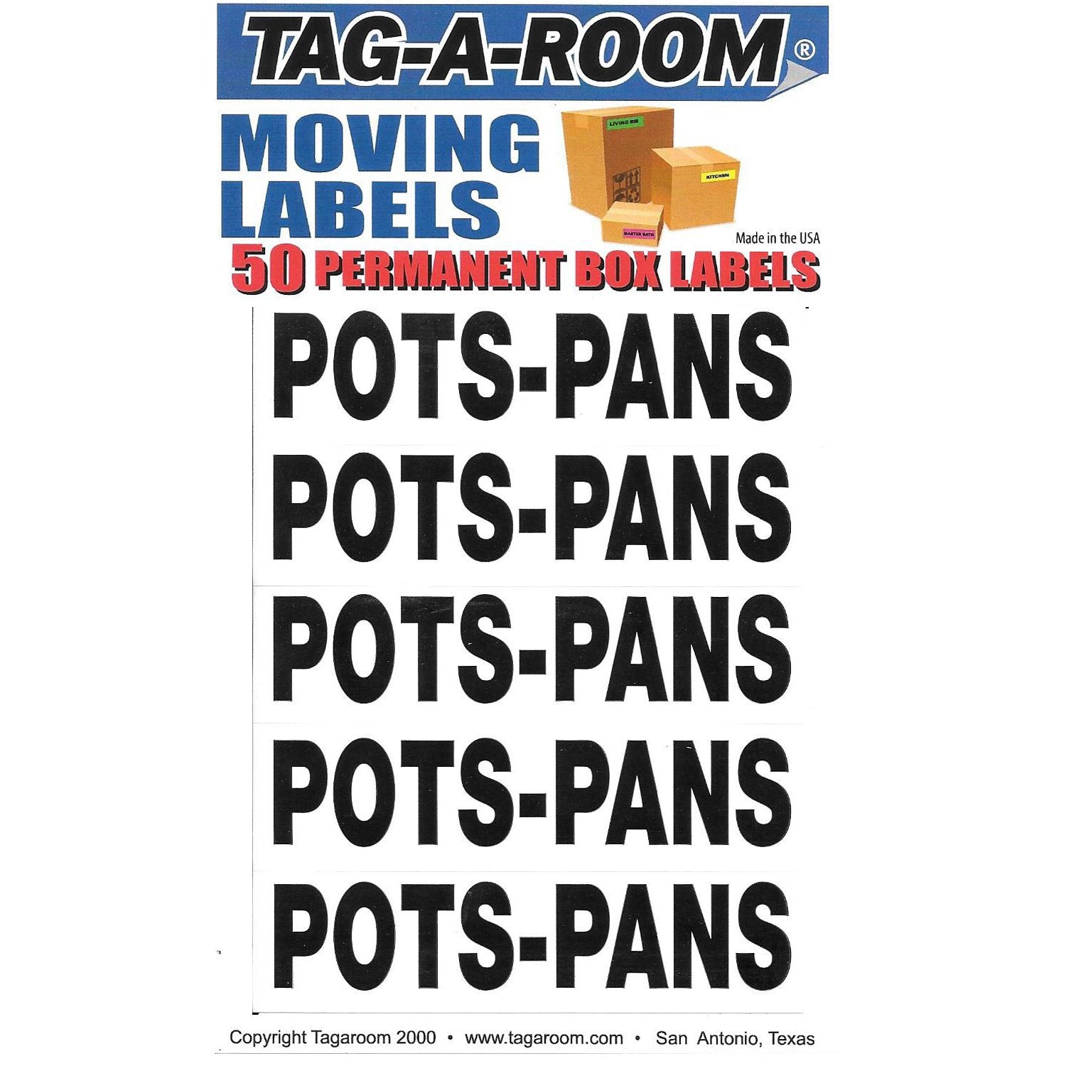 Tag-A-Room Box Content Moving Label (Pots-Pans)