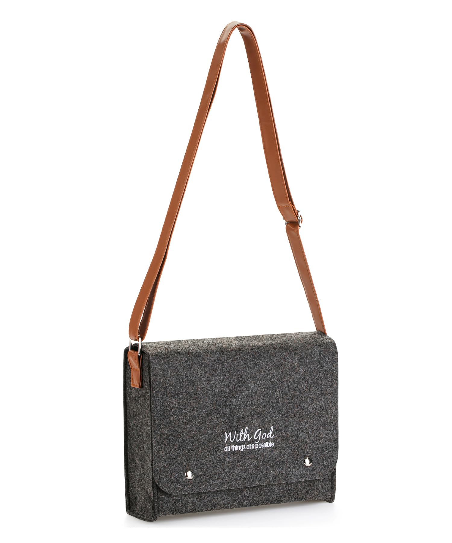 Mr. Pen- Bible Cover, Medium Size, Grey, Felt Bible Bag With Leather Straps, Bible Case For Men, Bible Cover For Men, Bible Carr