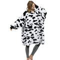 Catalonia Cow Print Oversized Blanket Hoodie Sweatshirt, Dalmatian Fleece Pullover, Super Soft Warm Comfortable For Adult Men Wo