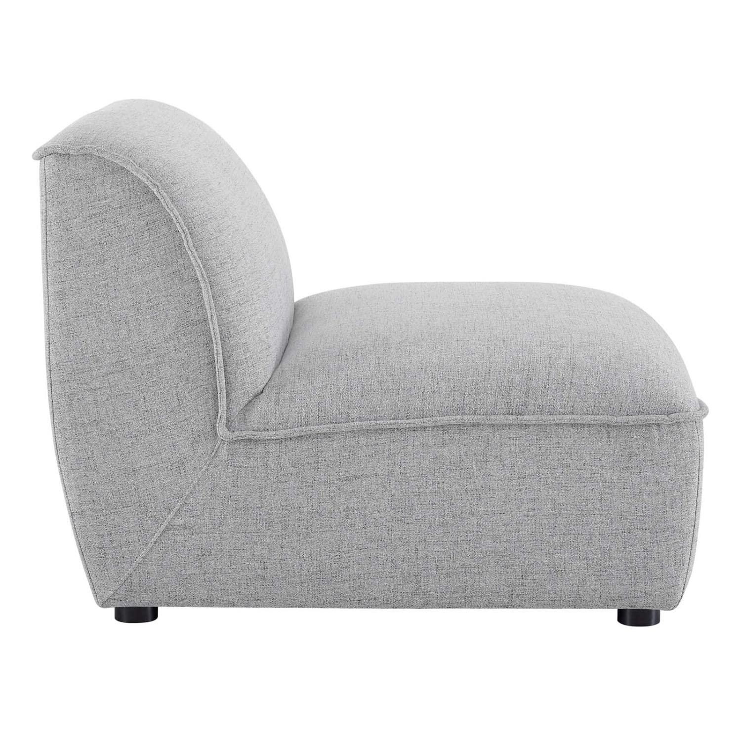 Modway Comprise Fabric Upholstered Sectional, Armless Chair, Light Gray