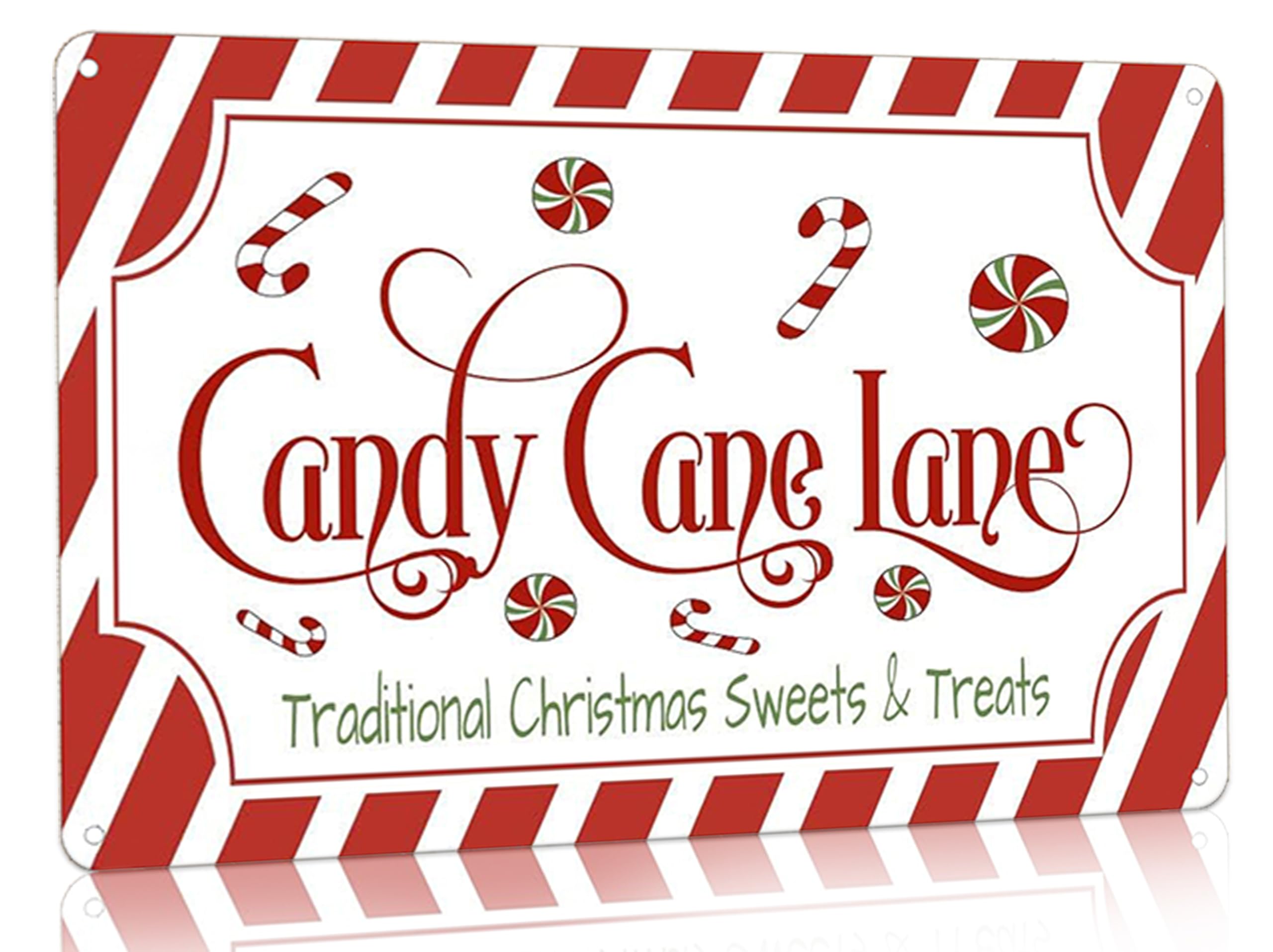 Artlunar Vintage Christmas Decor Gifts Rustic Candy Cane Lane Traditional Christmas Sweets&Treats Tin Sign for Home Farmhouse Ki