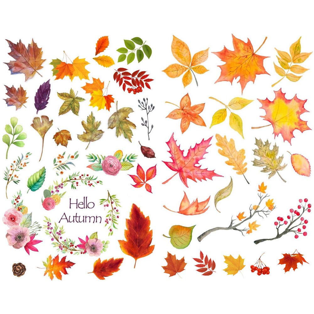 Seasonstorm Hello Autumn Yellow Leaves Precut Anti-Uv Waterproof Decoration Album Planner Stickers Scrapbooking Diary Sticky Pap