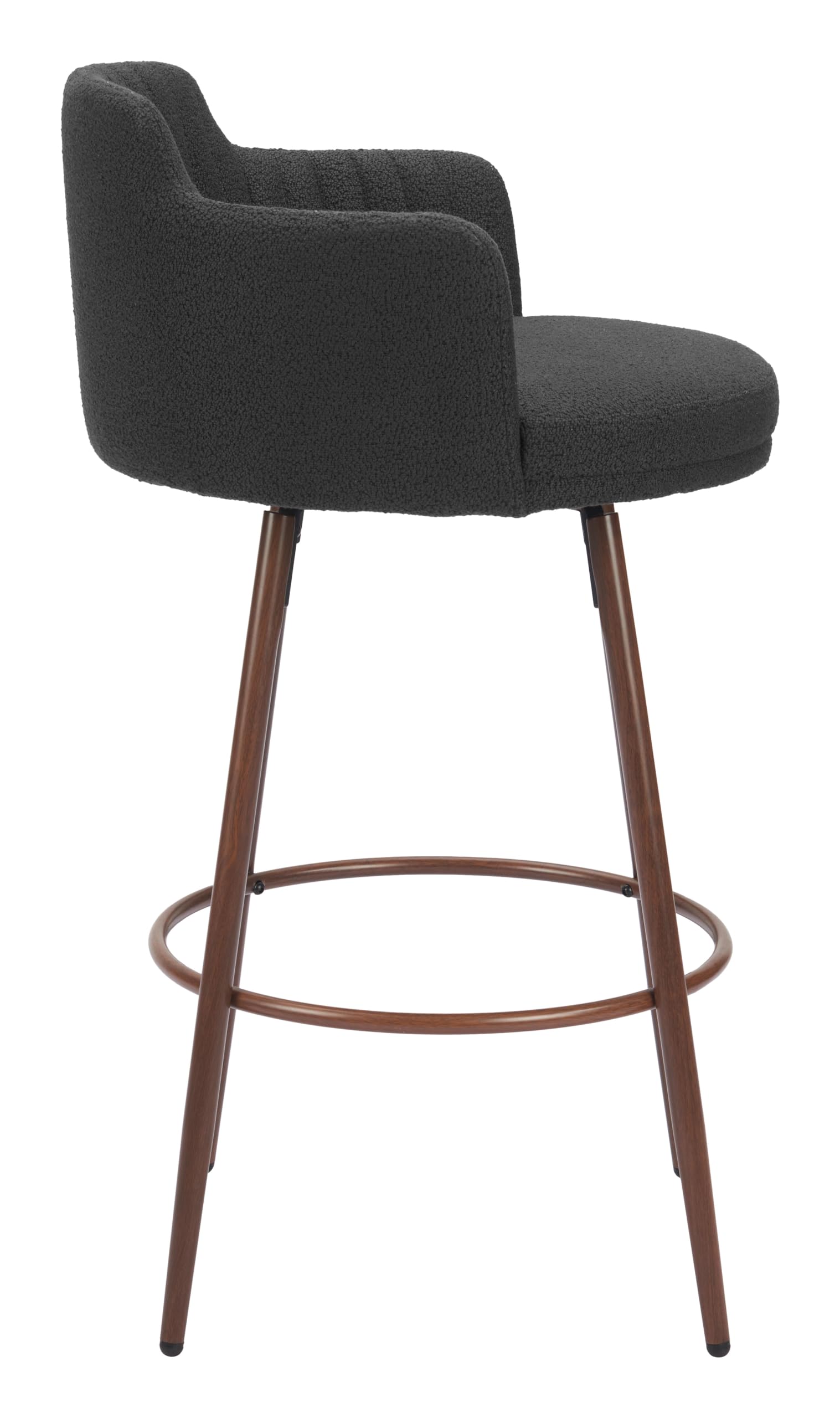 Zuo Kono Swivel Barstool (Set of 2) Black & Walnut
