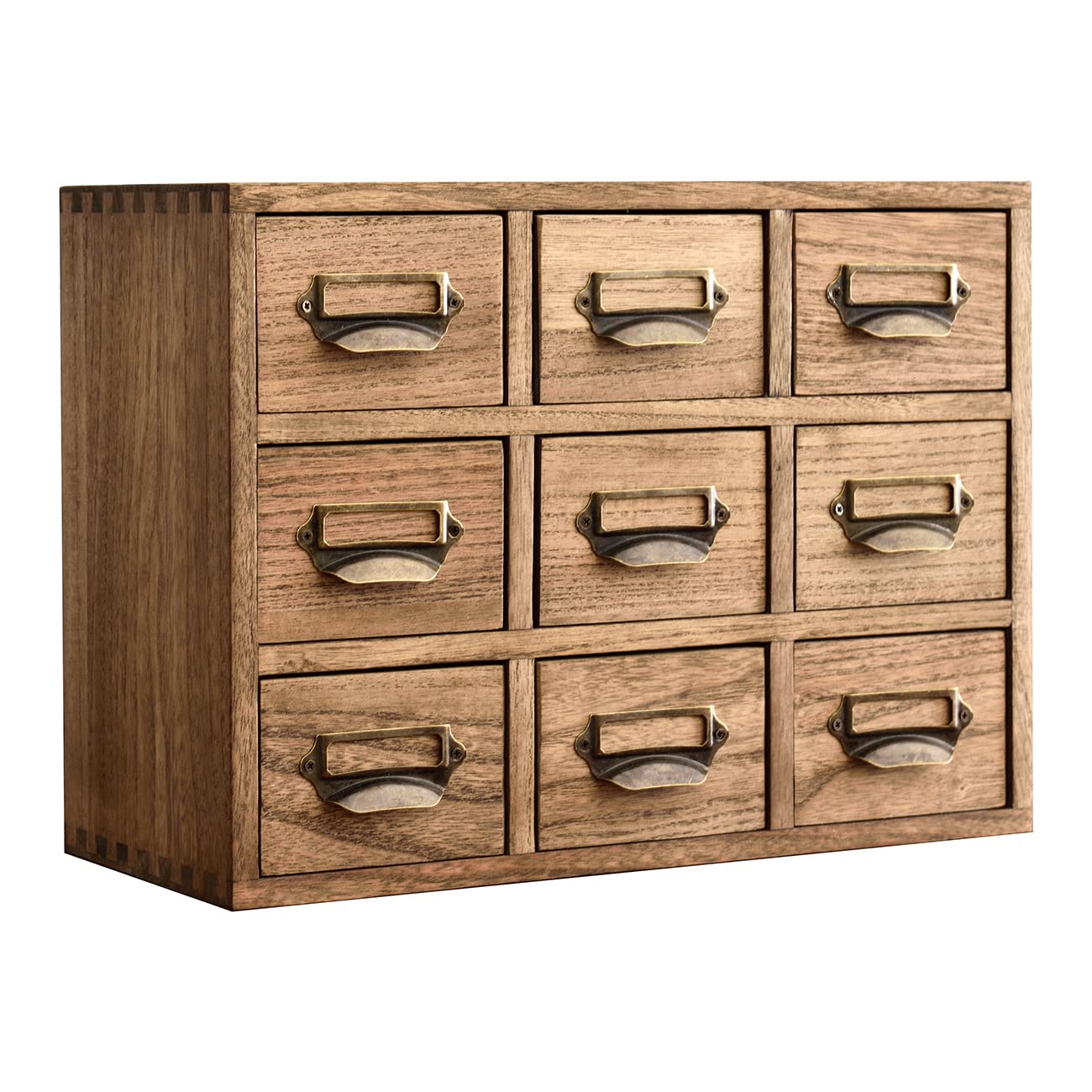 Kirigen Wooden Desk Storage Cabinet 9 Drawers Mini Chest With Metal Handles Desktop Organizer Storage Box For Home Office Dark B