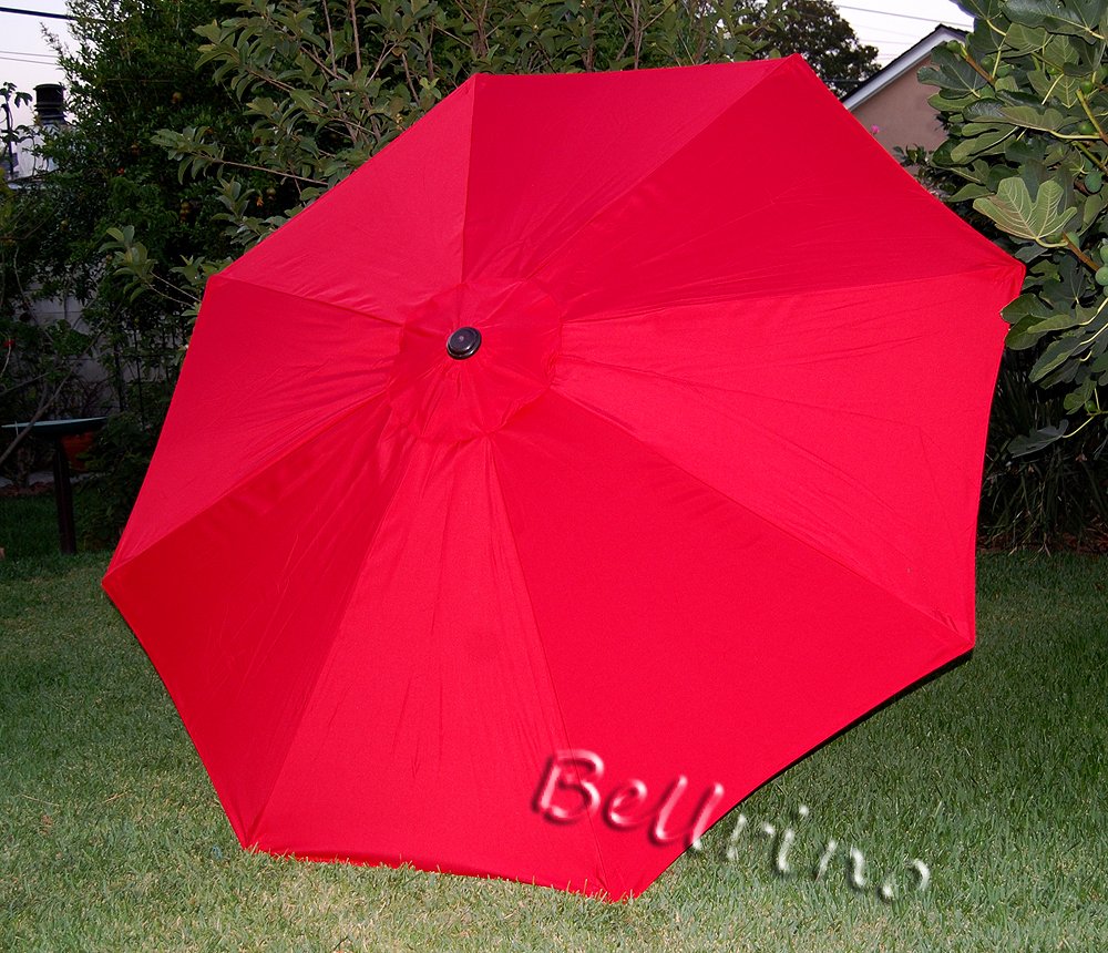 BELLRINO DECOR Replacement RED STRONG & THICK Umbrella Canopy for 9ft 8 Ribs Bright Red (Canopy Only)