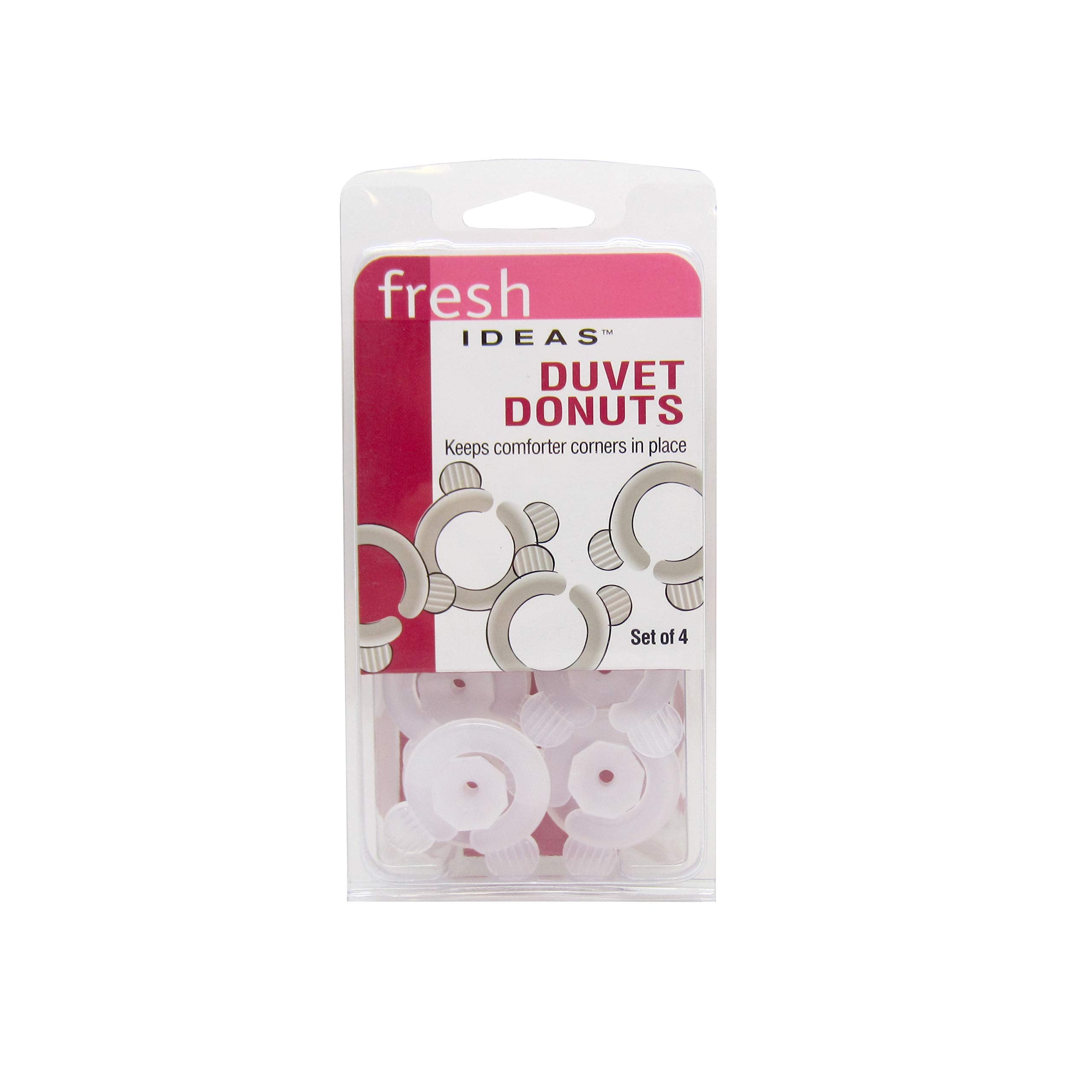FRESH IDEAS Levinsohn Donuts - Blanket Fasteners Prevents Comforters from Shifting Inside Duvet Cover Bedding Accessories, 4-Pac