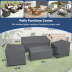 Startwo Patio Furniture Covers 4 Piece Set, Heavy Duty Waterproof Outdoor Furniture Cover For Rattan Wicker Conversation Set, Grey