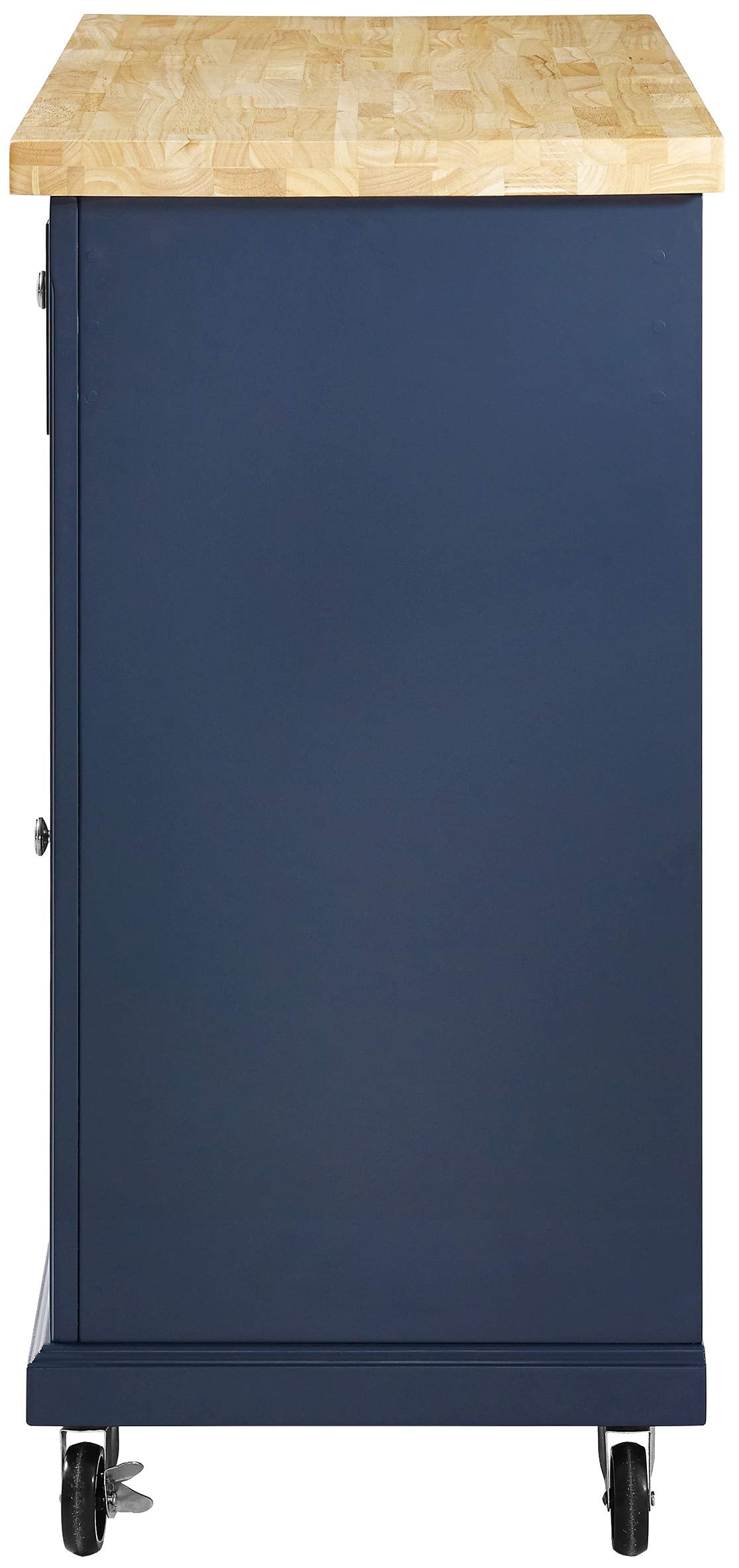 Crosley Furniture Madison Madison Rolling Kitchen Island Cart, Microwave Stand, Coffee Bar, with Shelves and Drawers, Navy