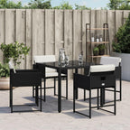 vidaXL Patio Chairs Set with Cushions - Outdoor/Garden Furniture - Black Poly Rattan, 4 Pcs - PE Rattan, Foldable, Includes Cream White Cushions