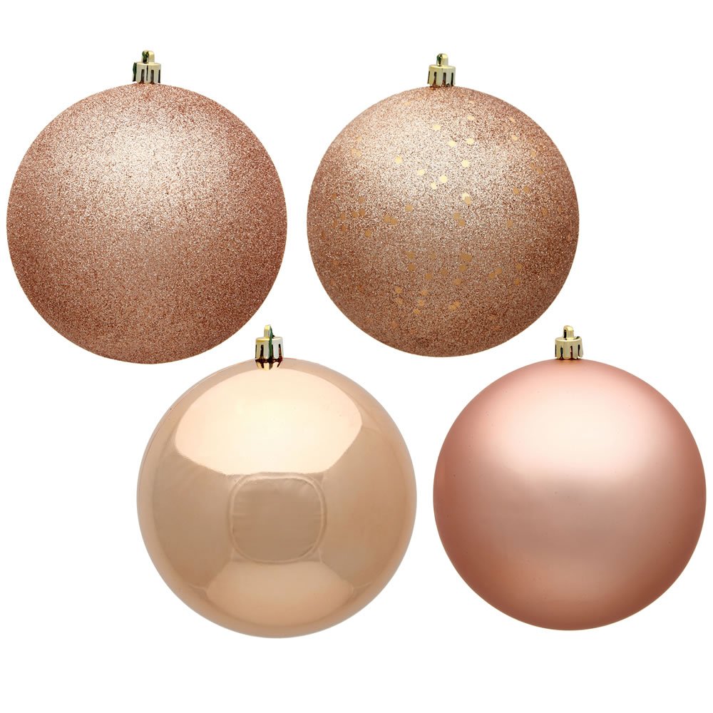 Vickerman 6 Inch  Rose Gold 4Finish Ball Ornament Assortment, 4 Per Box