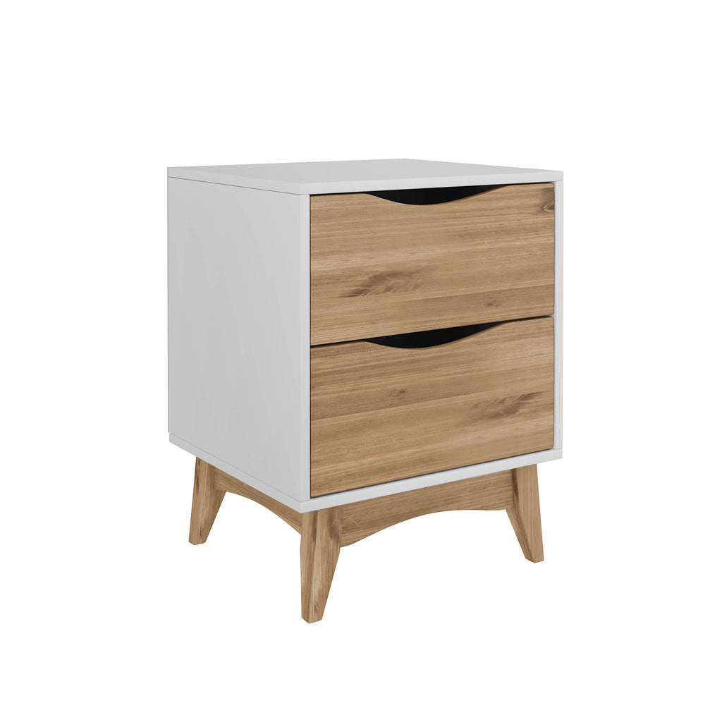 17.79" Nightstand in with 2 Drawers White and Wood