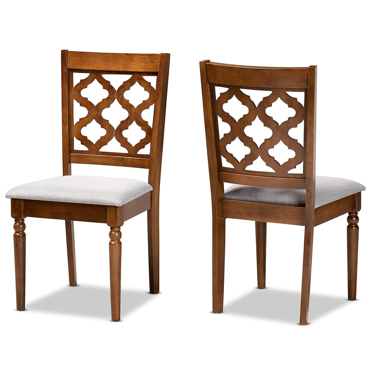 Baxton Studio Ramiro Modern Fabric Dining Chair, Grey and Walnut Brown, 2/Set (176-2PC-11373HT)