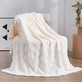 Linecooo Cream White Fleece Throw Blanket 50     60    For Couch Sofa Bed,Super Soft Cozy Plush Microfiber Flannel Blanket With