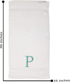 Teal Monogrammed Hand Towel For Bathroom - Initial Hotel Quality Decorative Embroidered Luxury Towel For Powder Room, Spa - Gots