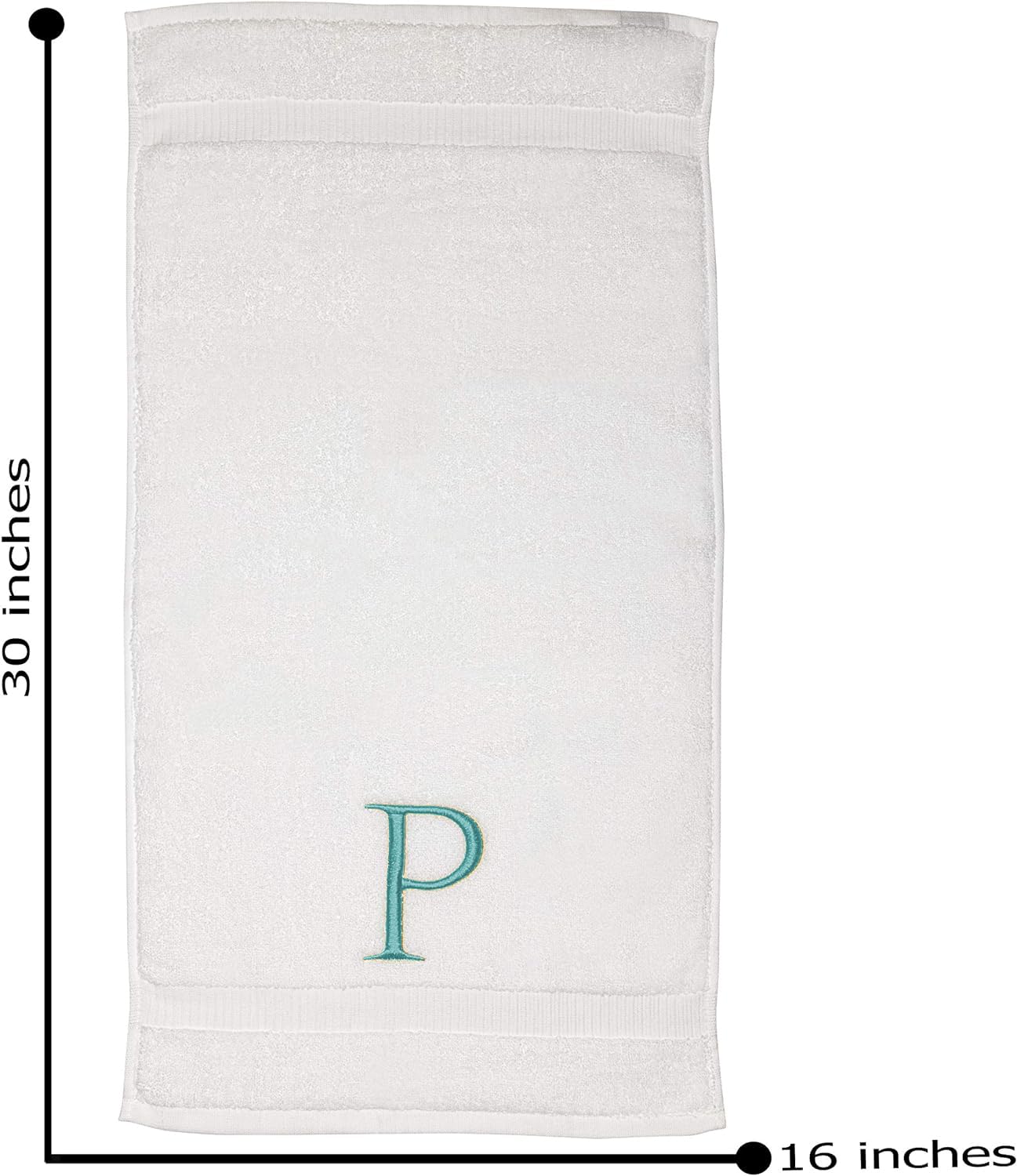 Teal Monogrammed Hand Towel For Bathroom - Initial Hotel Quality Decorative Embroidered Luxury Towel For Powder Room, Spa - Gots