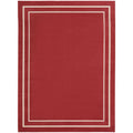 Nourison Essentials Indoor/Outdoor Solid Bordered Brick/Ivory 9' X 12' Area Rug, Easy Cleaning, Non Shedding, Bed Room, Living R
