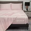 Hyprest Extra Deep Pocket King Sheet Sets Fits 18''-24'' In Deep Mattress -100% Cotton King Sheet Set,Pink Hotel Luxury Soft Wri