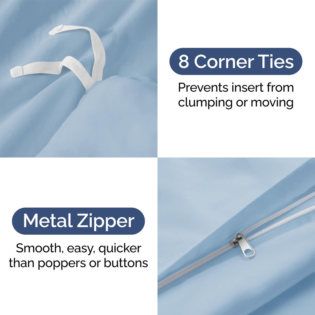 Duvet Cover Queen Size Set - Extra Soft Queen Size Duvet Cover - 90' X 90' Queen Duvet Cover W/ 2 Pillow Shams - Easy Care & Fade Free - Hotel Luxury Duvet Cover W/ Zipper Closures & Ties (Sky Blue)