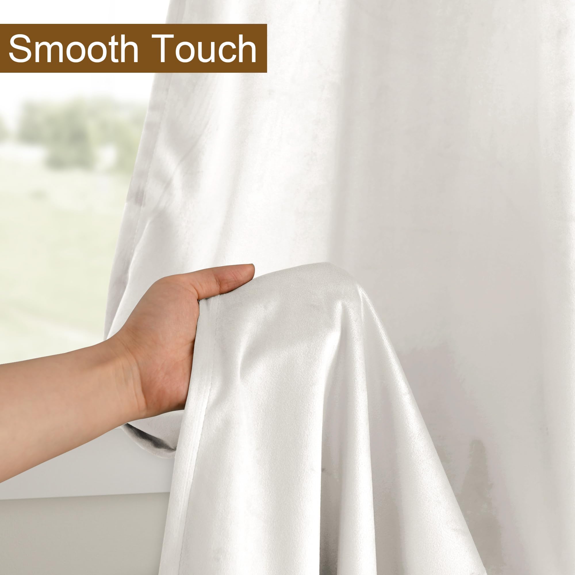 Dwcn Velvet Curtains 84 Inches Long - Room Darkening Noise Absorb Tieable Grommet Curtains & Drapes Warm Soft Texture Privacy Dr