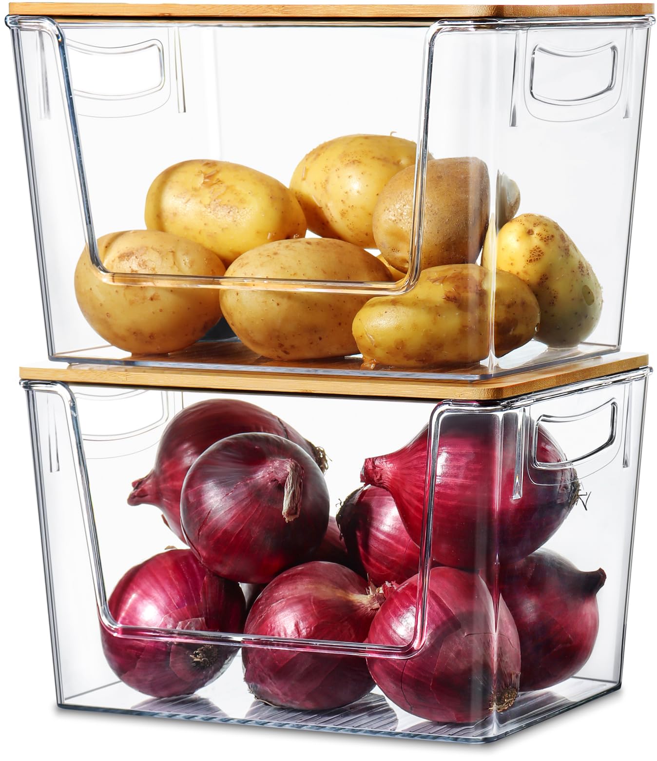 Pantry Organizers Storage, 2 Set Stackable Kitchen Counter Organizers For Onion, Potato, Fruit, Produce, Vegetable