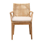 Baxton Studio Storsel Bohemian Rattan Dining Chair, Natural Brown/Cream (232-2P-13251-HT)
