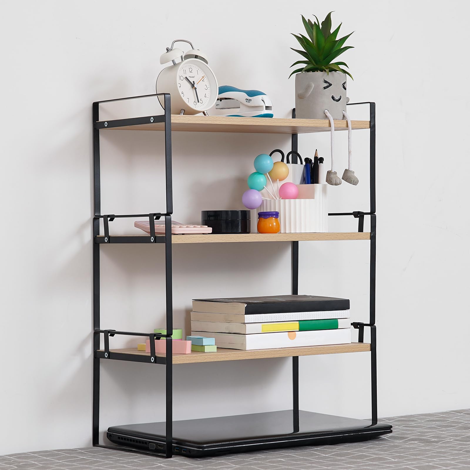 Ygyqz Wood Office Desk Shelf Organizer - Desktop Supplies Cute Dresser Top Organization Storage Rack And Cubicle Decor Aesthetic