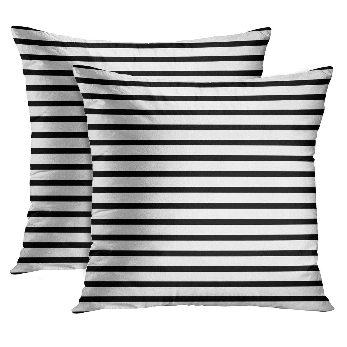 Emvency Set Of 2 Throw Pillow Cover Colorful Garden Black And White Stripes Modern Decorative Pillow Case Home Decor Square 24 X