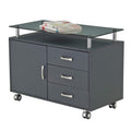 TECHNI MOBILI Rolling Storage Cabinet With Frosted Glass Top. Color: Graphite