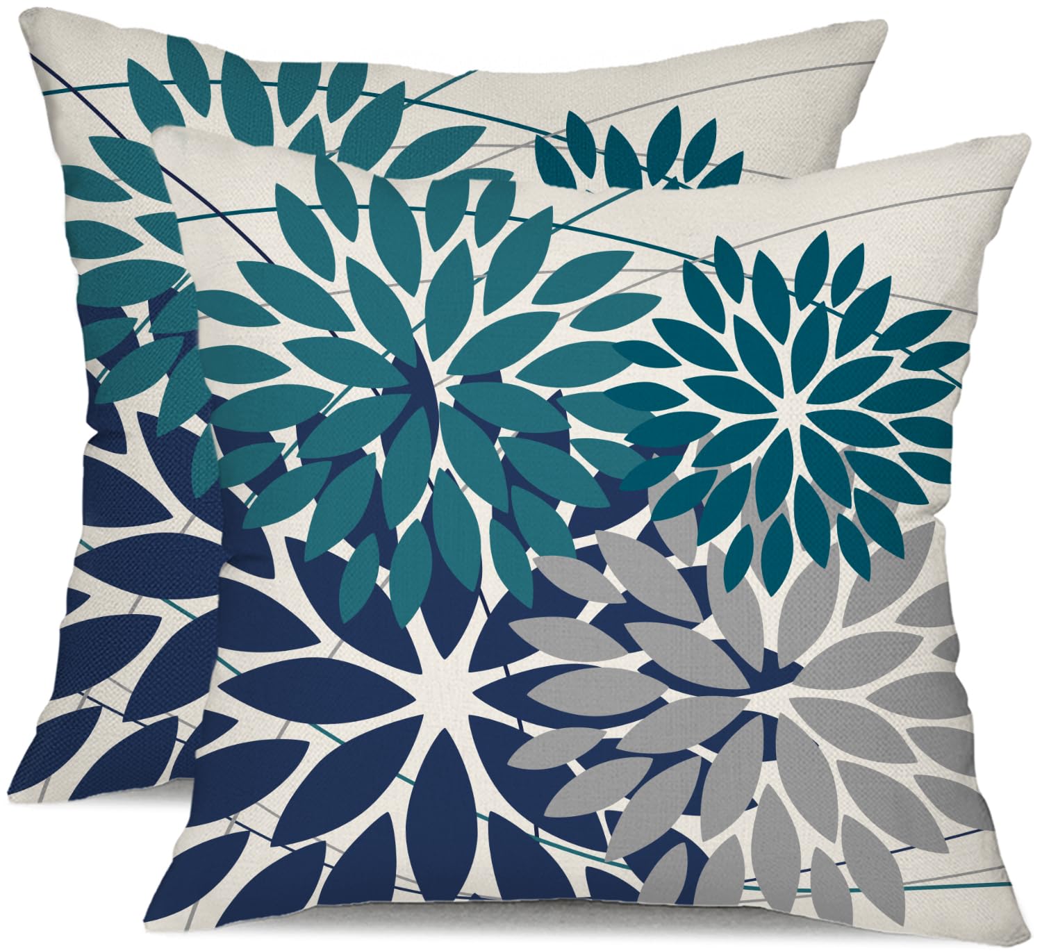 Dfxsz Outdoor Pillow Covers 18X18 Inch Set Of 2 Dark Blue Grey Flower Decorative Waterproof Summer Outdoor Pillow Covers Valenti