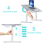 Foldable Laptop Bed Tray Desk, Adjustable Laptop Bed Table With Heights And Angles, Upgraded-Sturdy Laptop Lap Desk For Bed/Sofa