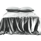 Elegant Comfort Luxurious 4-Piece Silky Satin Sheet Set, Skin And Hair Friendly, Wrinkle, Fade, Stain Resistant With Deep Pockets Fitted Sheet, Cooling Soft Satin Sheet Set, Cali King, Gray