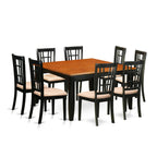 East West Furniture PFNI9-BCH-C 9 Piece Dining Table Set Includes a Square Dining Room Table with Butterfly Leaf and 8 Linen Fabric Upholstered Chairs, 54x54 Inch, Black & Cherry