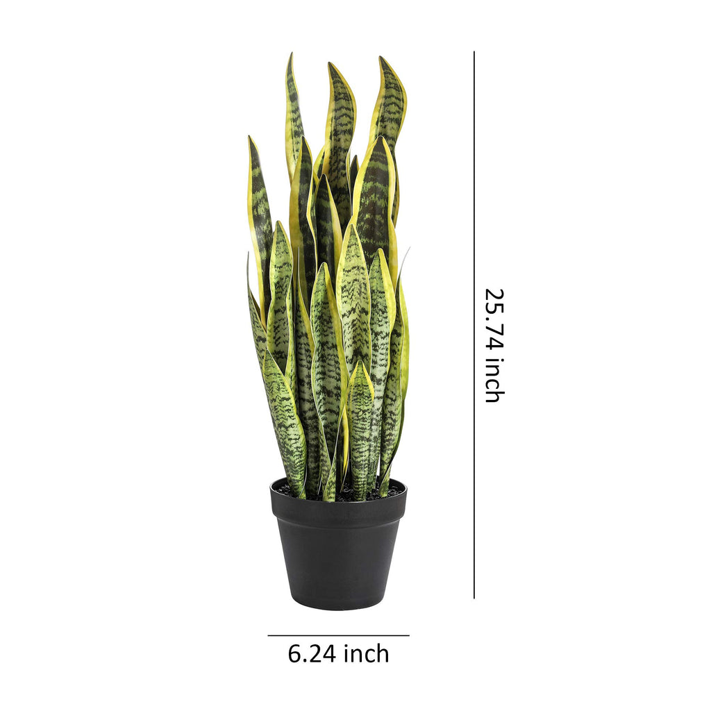 Ql Design Artificial Snake Plant 26 Inches Fake Sansevieria Artificial Potted Plants For Indoor And Outdoor, Home, Office Decora