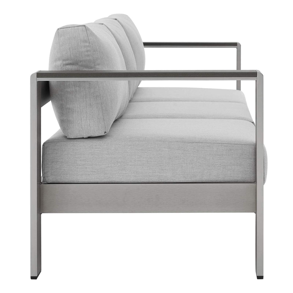 Modway Shore Eei-4228-Slv-Gryshore Sunbrella Patio Sofa In Silver Gray, 27.5 X 76.5 X 24.5