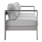 Modway Shore Eei-4228-Slv-Gryshore Sunbrella Patio Sofa In Silver Gray, 27.5 X 76.5 X 24.5