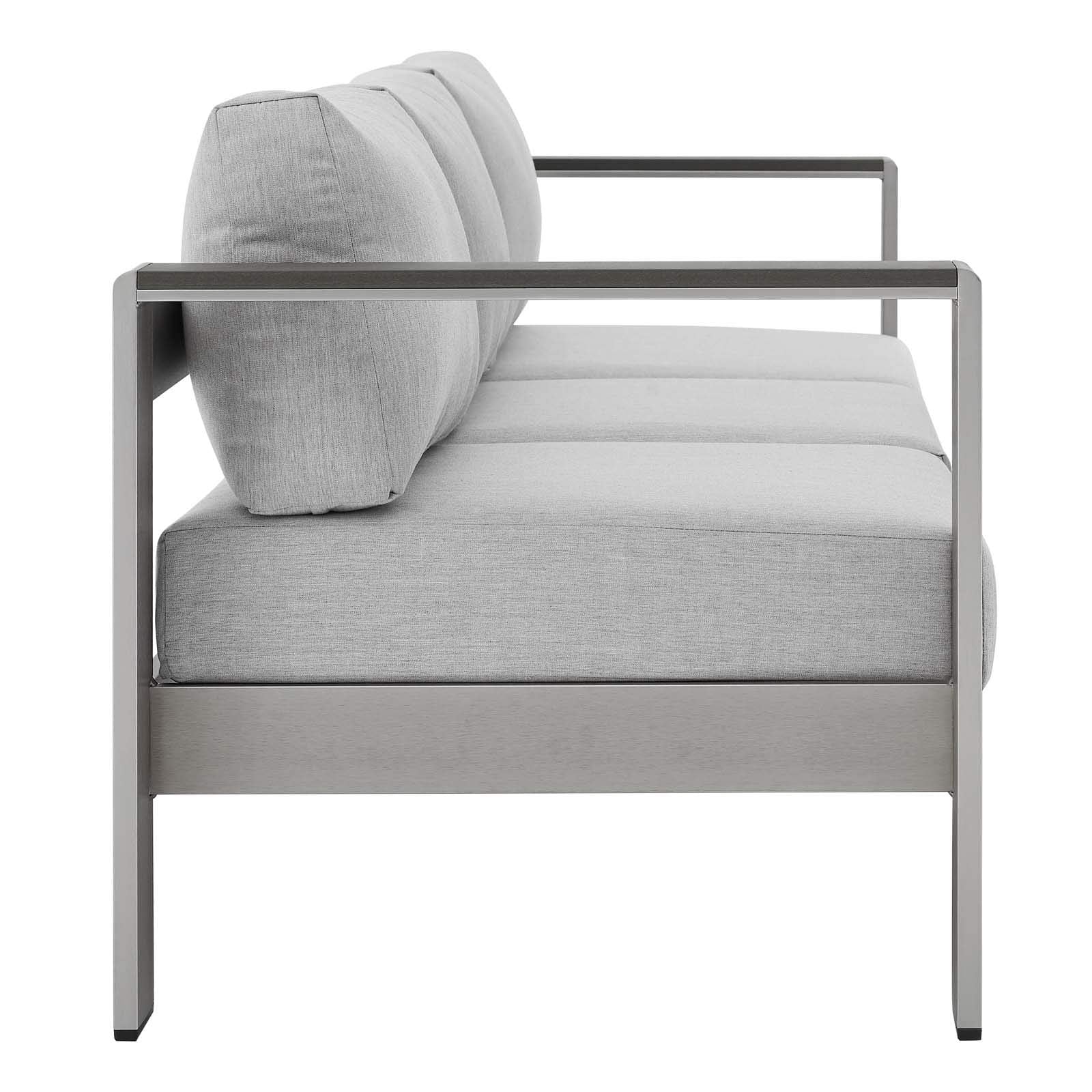 Modway Shore Eei-4228-Slv-Gryshore Sunbrella Patio Sofa In Silver Gray, 27.5 X 76.5 X 24.5