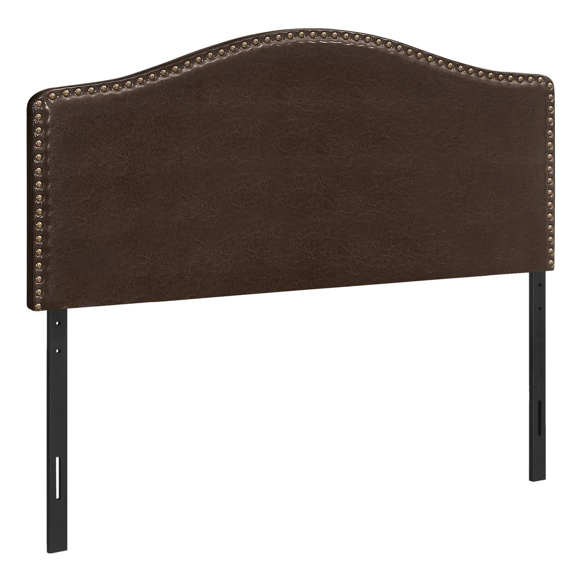 Monarch Specialties 6010F, Full, Bedroom, Upholstered, Pu, Transitional Bed Size Leather-Look Headboard, Dark Brown