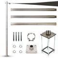 Shademart 12Ft Stainless Steel Pole With Reinforced Base Frame, Base Plate & Height - Adjustable Mounting Clamp - Easy Installat